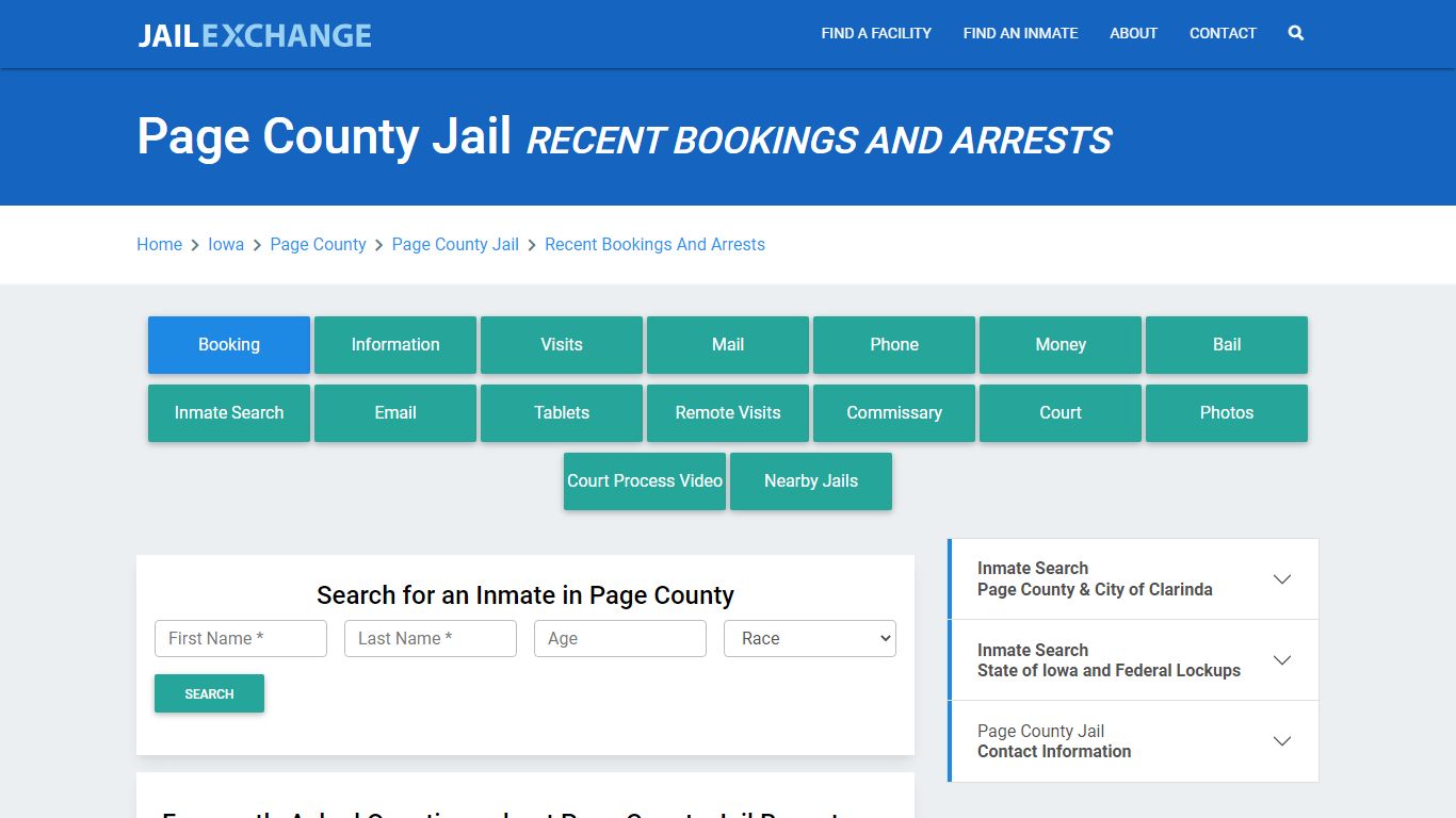 Page County Jail IA Recent Arrests and Bookings - Jail Exchange