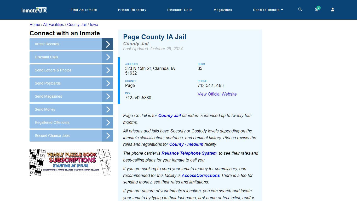 Page County IA Jail - Inmate Locator